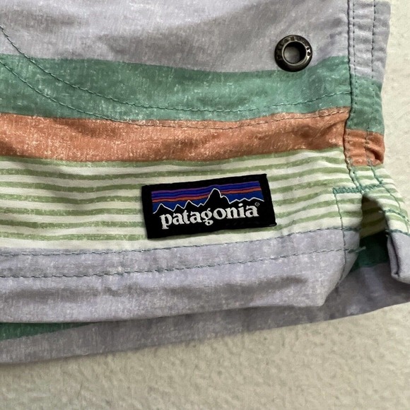 Patagonia Stripe Costa Rica Baggies Girl Elastic Drawstring Water Shorts 67087 L - Picture 2 of 11